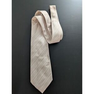 Henry Jacobson Tie Necktie Hand Made Silk Beige Cream Striped